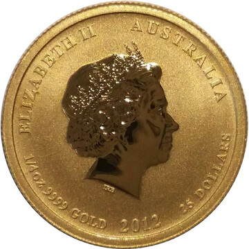 2012 25 Dollars – Elizabeth II (4th Portrait – Year of the Dragon – Gold Bullion Coin)
