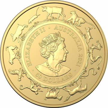 2021 50 Dollars – Elizabeth II (6th Portrait – Year of the Ox – Gold Bullion)