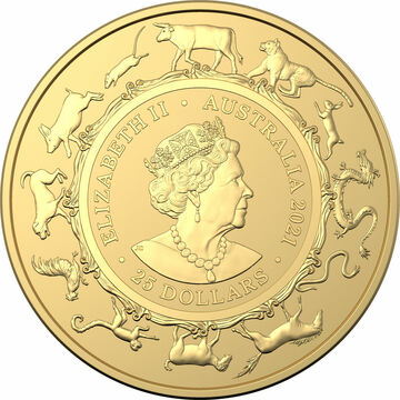 2021 25 Dollars – Elizabeth II (6th Portrait – Year of the Ox – Gold Bullion)