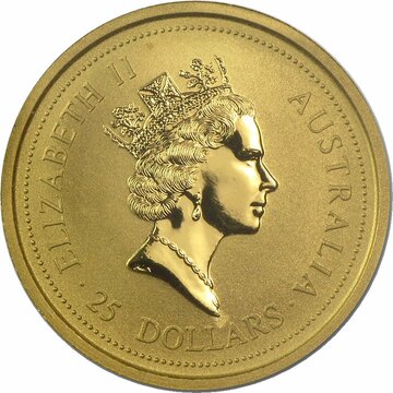 1994-1995 25 Dollars – Elizabeth II (3rd Portrait – Kangaroo Nugget – Gold Bullion Coin)
