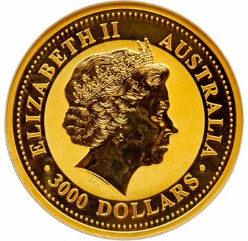 2002 3000 Dollars – Elizabeth II (4th Portrait – Year of the Horse – Gold Bullion Coin)