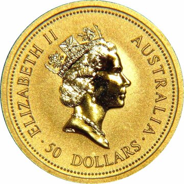 1994-1995 50 Dollars – Elizabeth II (3rd Portrait – Kangaroo – Gold Bullion Coin)