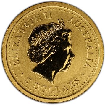 1999 5 Dollars – Elizabeth II (4th Portrait – Kangaroo – Gold Bullion Coin)