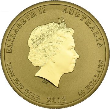 2012 50 Dollars – Elizabeth II (4th Portrait – Year of the Dragon – Gold Bullion Coin)