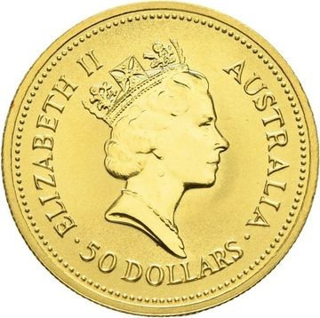1986-1989 50 Dollars – Elizabeth II (3rd Portrait – Australian Nugget – Gold Bullion Coin)