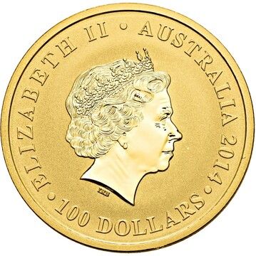 2014 100 Dollars – Elizabeth II (4th Portrait – Australian Kangaroo 25th Anniversary Gold)
