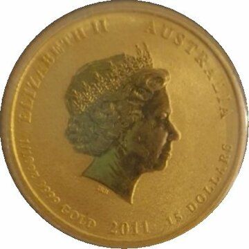 2011 15 Dollars – Elizabeth II (4th Portrait – Year of the Rabbit – Gold Bullion Coin)