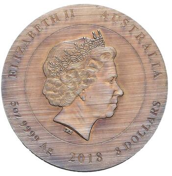 8 Dollars – Elizabeth II (4th Portrait – Rare Earth – Silver Antiqued – High Relief)