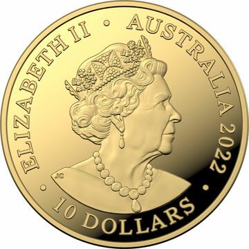2022 10 Dollars – Elizabeth II (6th Portrait – Kangaroo – Gold Proof)