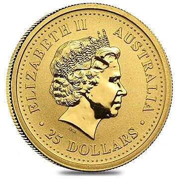 1999 25 Dollars – Elizabeth II (4th Portrait – Year of the Rabbit – Gold Bullion Coin)
