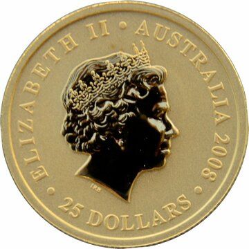 2008 25 Dollars – Elizabeth II (4th Portrait – Kangaroo – Gold Bullion Coin)