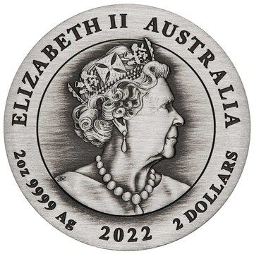 2 Dollars – Elizabeth II (6th Portrait – Chinese Myths and Legends – Silver Antique)