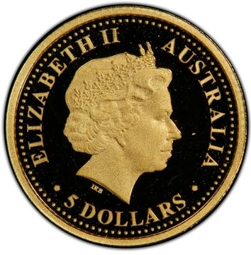 2007 5 Dollars – Elizabeth II (4th Portrait – Tasmanian Devil; Gold Proof)
