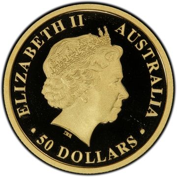 2009 50 Dollars – Elizabeth II (4th Portrait – Dolphin – Gold Bullion Coin)