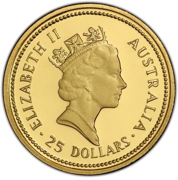 1986-1989 25 Dollars – Elizabeth II (3rd Portrait – Gold Nugget – Golden Eagle – Bullion Coin)
