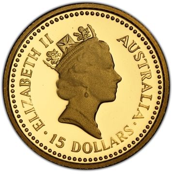 1988 15 Dollars – Elizabeth II (3rd Portrait – Australian Nugget – Gold Proof)