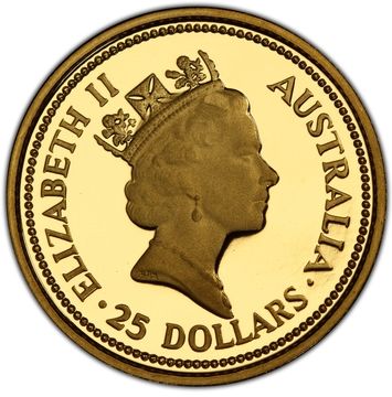 1988 25 Dollars – Elizabeth II (3rd Portrait – Gold Nugget – Ruby Well – Bullion Coin)