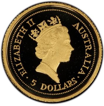 1995-1996 5 Dollars – Elizabeth II (3rd Portrait – Kangaroo – Gold Bullion Coin)