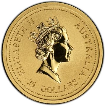 1996 25 Dollars – Elizabeth II (3rd Portrait – Year of the Rat – Gold Bullion Coin)