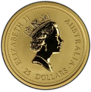 1997 25 Dollars – Elizabeth II (3rd Portrait – Year of the Ox – Gold Bullion Coin)