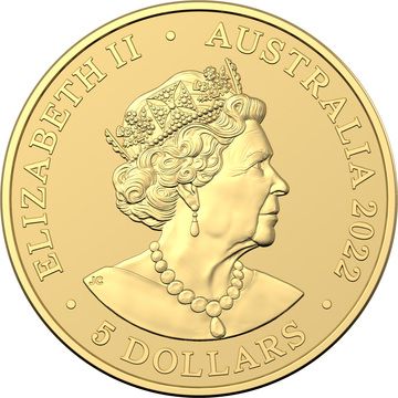 2022 5 Dollars – Elizabeth II (6th Portrait – Mini Kookaburra; Gold Bullion)
