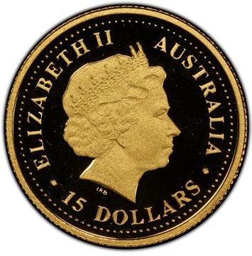 2001-2002 15 Dollars – Elizabeth II (4th Portrait – Kangaroo – Gold Bullion Coin)