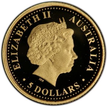 2006 5 Dollars – Elizabeth II (4th Portrait – Grey Kangaroo – Gold Proof)