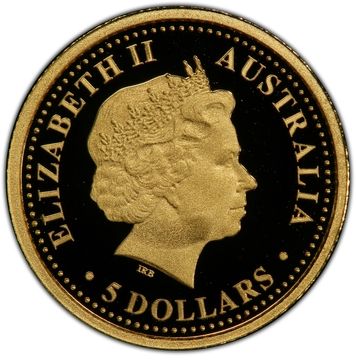 2007 5 Dollars – Elizabeth II (4th Portrait – Echidna; Gold Proof)