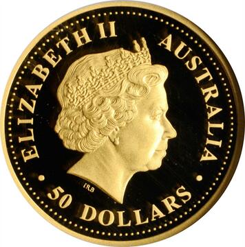 2007 50 Dollars – Elizabeth II (4th Portrait – Great White Shark; Gold Bullion Proof)