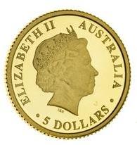 2009 5 Dollars – Elizabeth II (4th Portrait – Dolphin – Gold Proof)