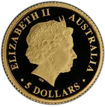 2009 5 Dollars – Elizabeth II (4th Portrait – King Brown Snake – Gold Proof)