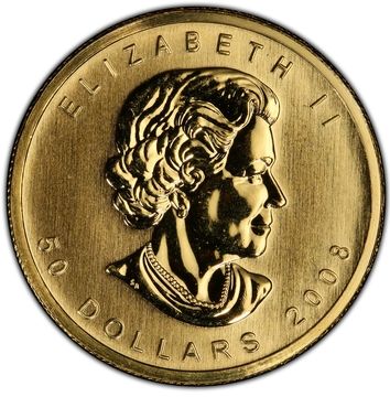 2008 50 Dollars – Elizabeth II (Maple leaf and Inukshuk, Gold)