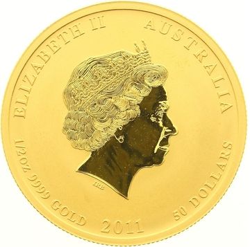 2011 50 Dollars – Elizabeth II (4th Portrait – Year of the Rabbit – Gold Bullion Coin)