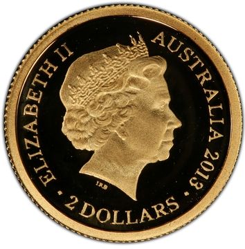 2013 2 Dollars – Elizabeth II (4th Portrait – Frilled Neck Lizard – Gold Bullion Coin)