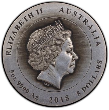 8 Dollars – Elizabeth II (4th Portrait – Hall of Memory – Silver Antiqued)