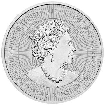 2 Dollars – Elizabeth II (6th Portrait; In the name of – Kangaroo with Joey – Silver; Piedfort)
