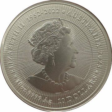 10 Dollars – Elizabeth II (6th Portrait; In the name of – Kangaroo & Joey – Silver; High Relief)