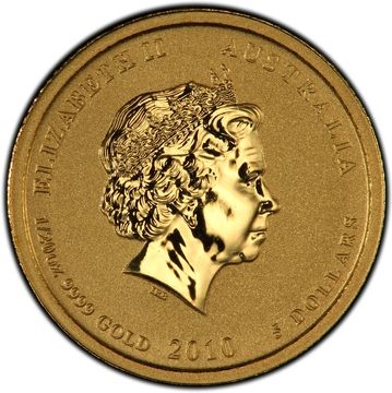 2010 5 Dollars – Elizabeth II (4th Portrait – Year of the Tiger – Gold Bullion Coin)