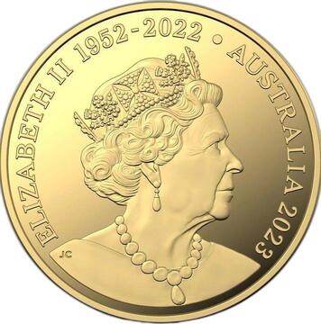 2023 10 Dollars – Elizabeth II (6th Portrait; In the name of – Kangaroo; Mob of Thirty – Gold Proof)