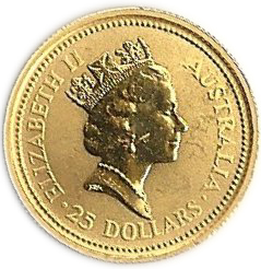 1989-1990 25 Dollars – Elizabeth II (3rd Portrait – Kangaroo – Gold Bullion Coin)