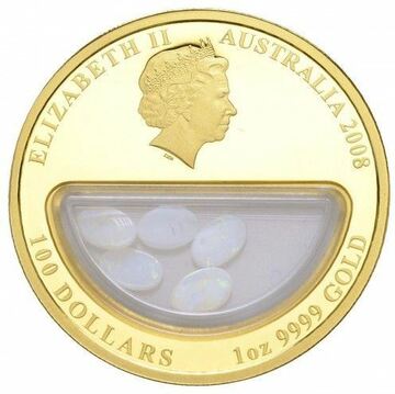 2008 100 Dollars – Elizabeth II (4th Portrait – Treasures of Australia – Opals)
