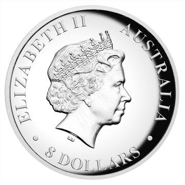 8 Dollars – Elizabeth II (4th Portrait – Australia Silver Kangaroo)