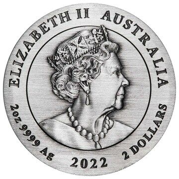 2 Dollars – Elizabeth II (6th Portrait – Year of the Tiger; Silver Antique)