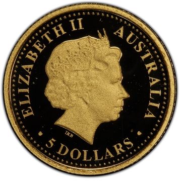 2008 5 Dollars – Elizabeth II (4th Portrait – Dingo – Gold Bullion Coin)