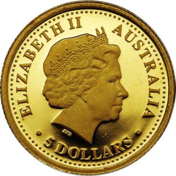 2008 5 Dollars – Elizabeth II (4th Portrait – Frilled Neck Lizard – Gold Bullion Coin)