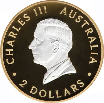 2 Dollars – Charles III (1st Portrait – Kangaroo; Silver Gilded)