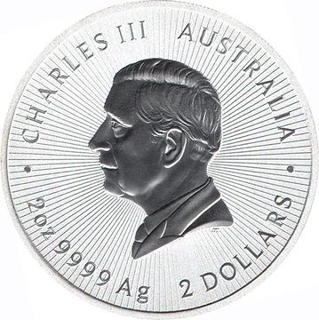 2 Dollars – Charles III (1st Portrait – Emu with Chicks – Silver; Piedfort)