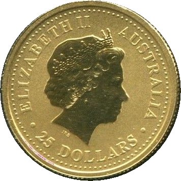 2000-2001 25 Dollars – Elizabeth II (4th Portrait – Australian Nugget – Gold Bullion Coin)