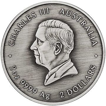 2 Dollars – Charles III (1st Portrait – Kookaburra Kaa-Kaa)