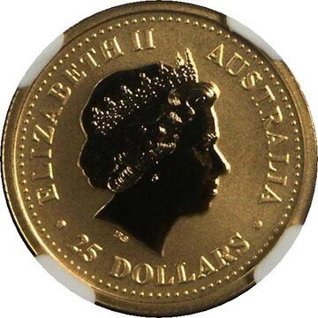 2001-2002 25 Dollars – Elizabeth II (4th Portrait – Kangaroo – Gold Bullion Coin)